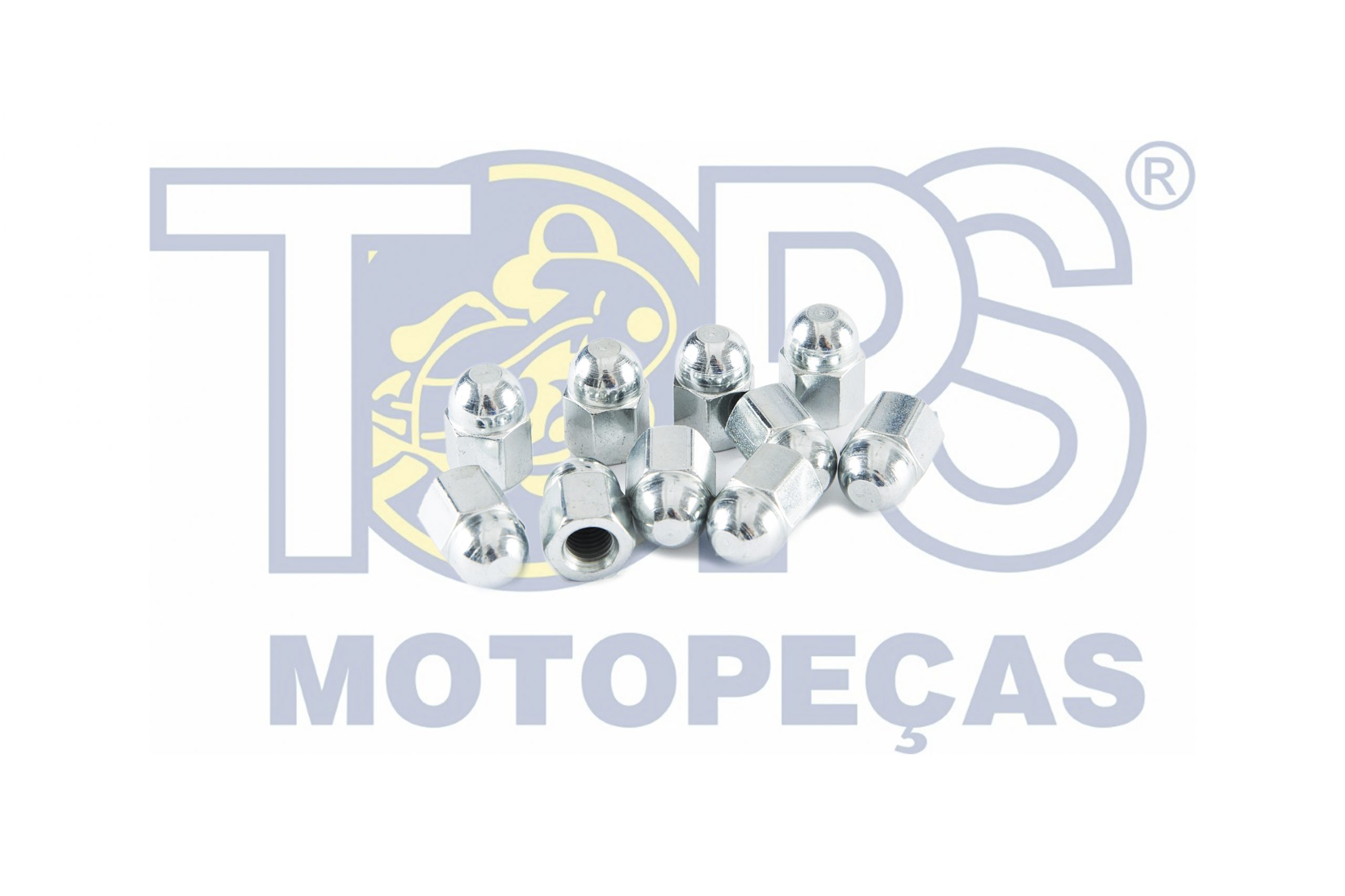 Porca cega do escape M7 - zinco branco - emb.10 pçs - TOPS MOTOPEÇAS